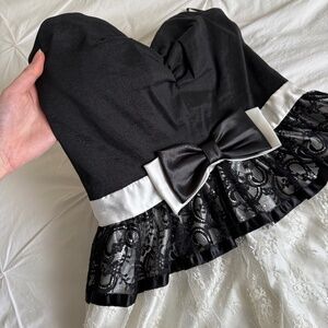 Jessica McClintock strapless lace tulle bow mini dress